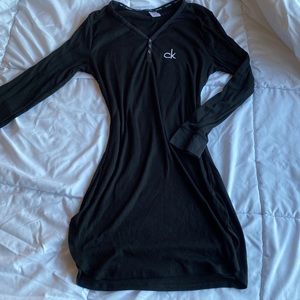 Calvin Klein ribbed night gown night dress thermal Henley